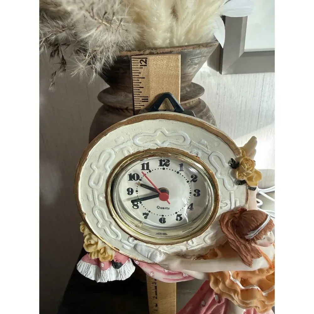 New Ballerina Figurine Pendulum Clock Polyresin Decorative w Box Quartz